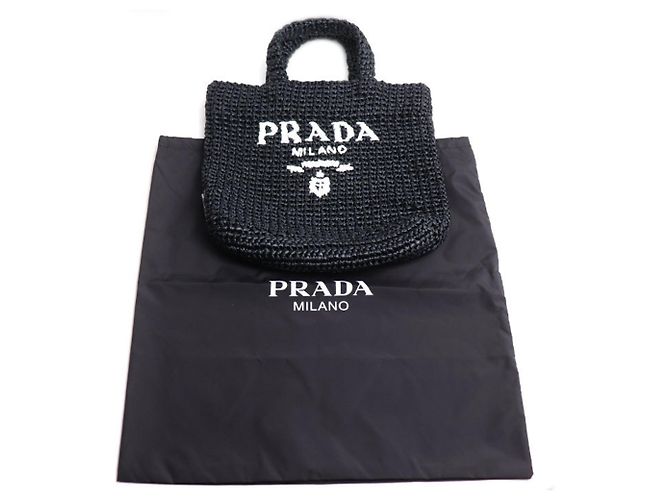 Borsa Tote in Crochet Nera Piccola Prada Nero - vista 7