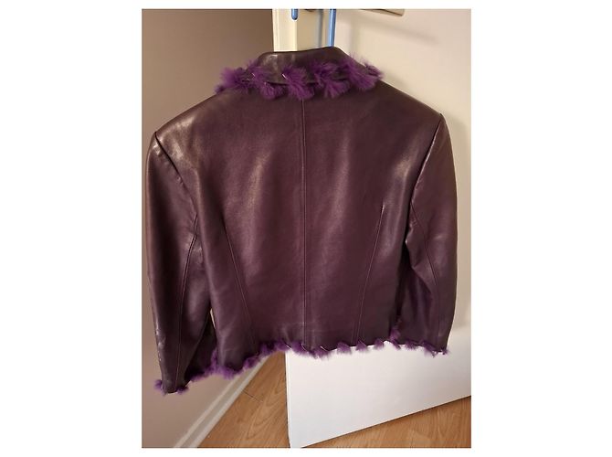 Completo in Pelle Viola Pellessimo Paris Giacca e Gonna Prugna - vista 4