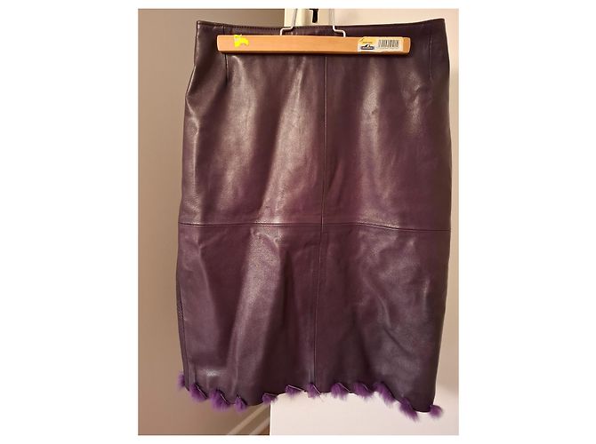 Completo in Pelle Viola Pellessimo Paris Giacca e Gonna Prugna - vista 6