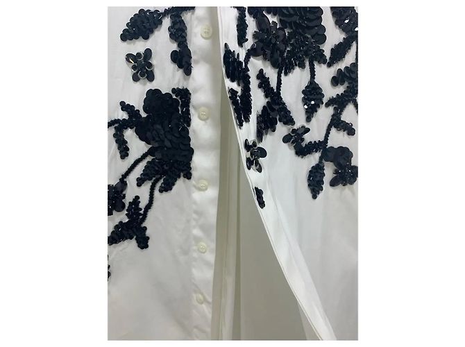 Camisa Dsquared2 de algodón blanco con bordados florales de lentejuelas negras - vista 4
