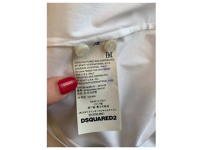 Camisa Dsquared2 de algodón blanco con bordados florales de lentejuelas negras - vista 7