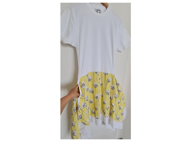Abito estivo Kenzo a fiori bianco e giallo - vista 3