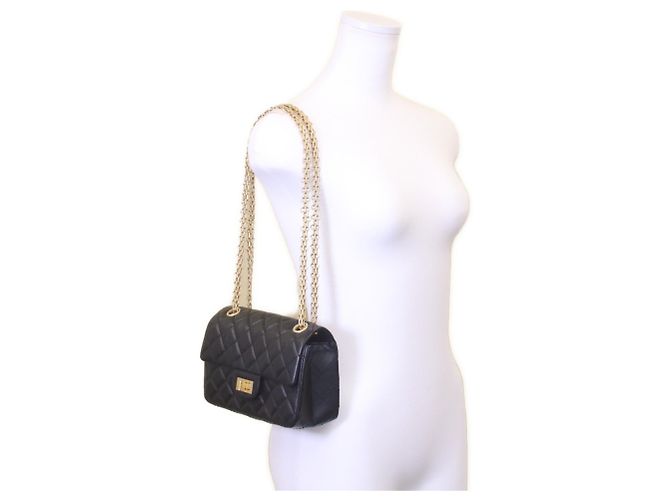 Chanel Vintage Mini Chain Shoulder Bag 2.55 in pelle di vitello matelassé Nero - vista 10