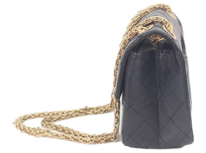 Chanel Vintage Mini Chain Shoulder Bag 2.55 in pelle di vitello matelassé Nero - vista 2