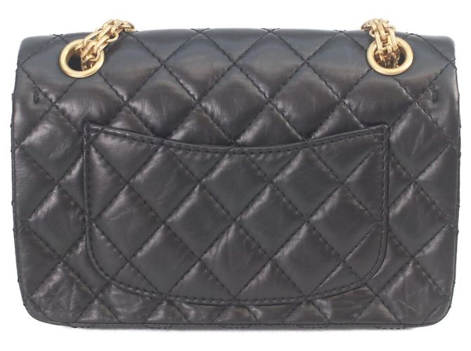 Chanel Vintage Mini Chain Shoulder Bag 2.55 in pelle di vitello matelassé Nero - vista 3