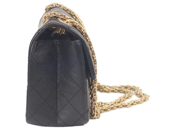 Chanel Vintage Mini Chain Shoulder Bag 2.55 in pelle di vitello matelassé Nero - vista 4