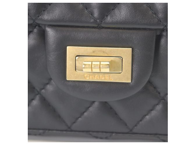 Chanel Vintage Mini Chain Shoulder Bag 2.55 in pelle di vitello matelassé Nero - vista 6