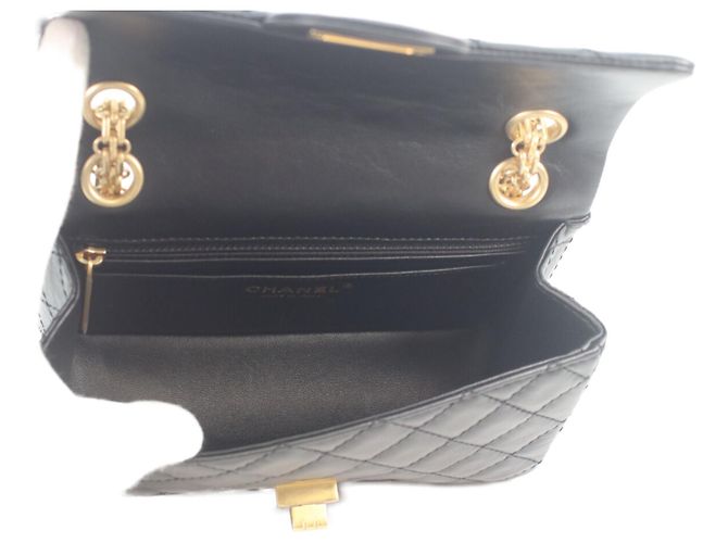 Chanel Vintage Mini Chain Shoulder Bag 2.55 in pelle di vitello matelassé Nero - vista 7