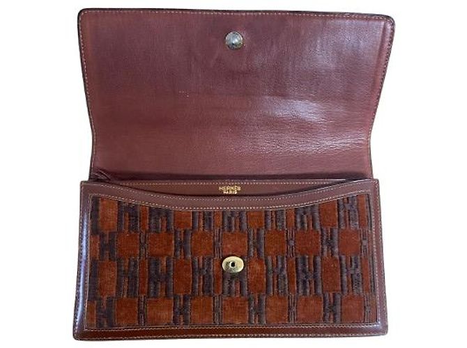Hermès Tasche aus Leder und Stoff mit H-Logo - Ansicht 3