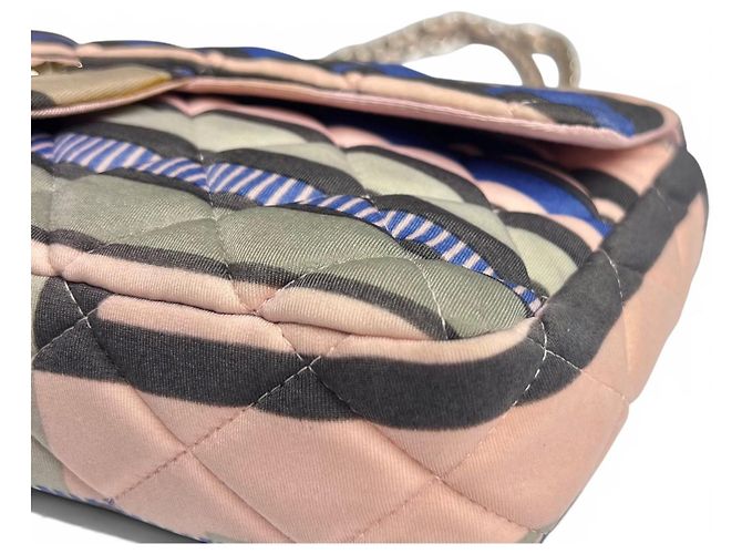 Bolso Chanel Ocean Drive Small Classic Single Flap Corazón Rosa 09C Azul Multicolor Beige Gris - vista 10