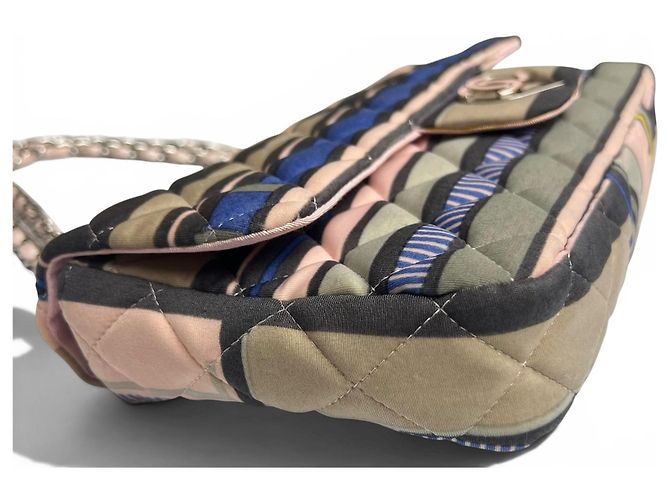 Bolso Chanel Ocean Drive Small Classic Single Flap Corazón Rosa 09C Azul Multicolor Beige Gris - vista 11