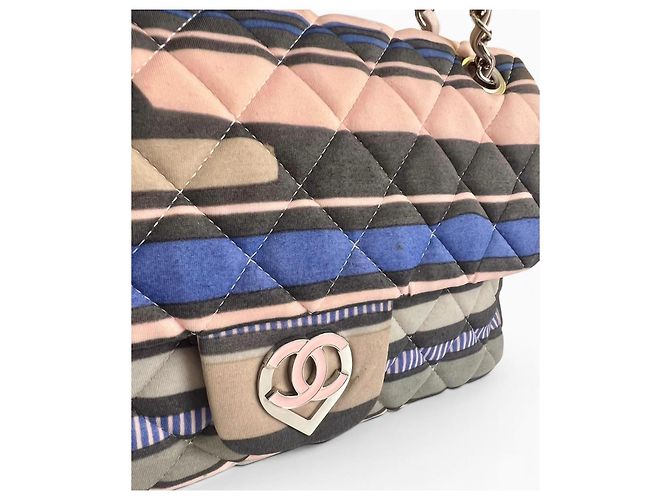 Bolso Chanel Ocean Drive Small Classic Single Flap Corazón Rosa 09C Azul Multicolor Beige Gris - vista 2