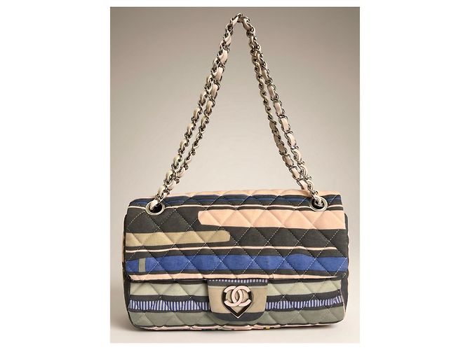 Bolso Chanel Ocean Drive Small Classic Single Flap Corazón Rosa 09C Azul Multicolor Beige Gris - vista 3