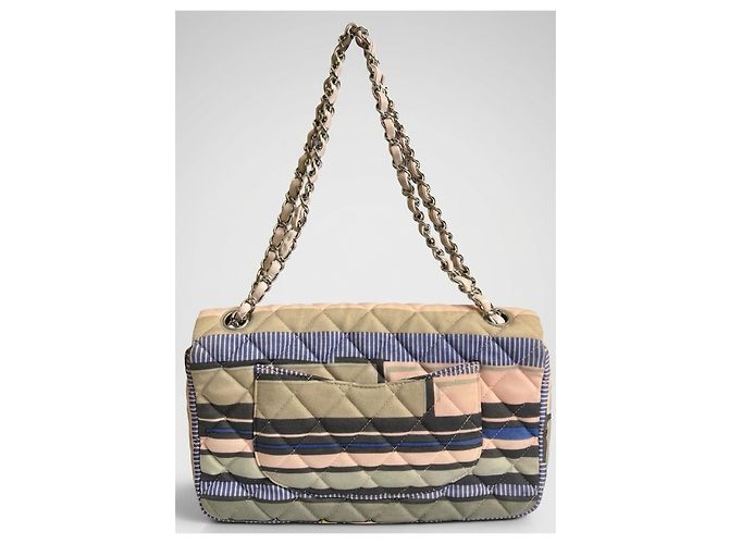 Bolso Chanel Ocean Drive Small Classic Single Flap Corazón Rosa 09C Azul Multicolor Beige Gris - vista 4
