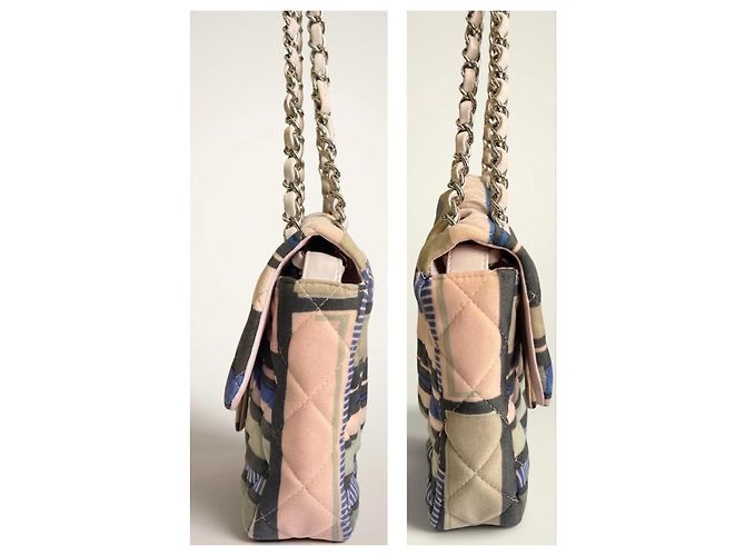 Bolso Chanel Ocean Drive Small Classic Single Flap Corazón Rosa 09C Azul Multicolor Beige Gris - vista 8