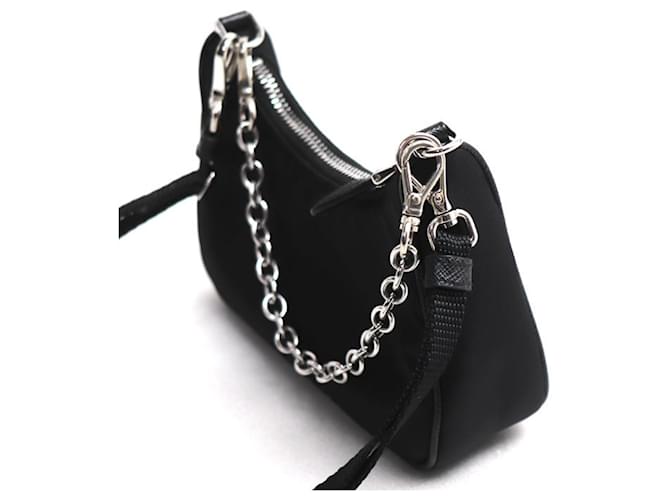 Micro borsa Prada Tessuto borsa a tracolla 2-Way nera Nero - vista 2