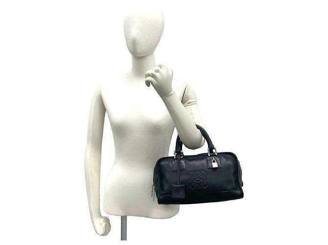 Borsa a mano in pelle Loewe Amazona 28 Anagram Logo Nero - vista 2
