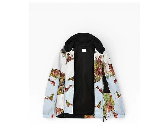 Giacca Burberry Map con Cappuccio Multicolore - vista 10