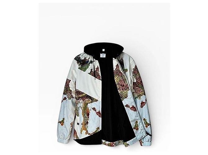 Giacca Burberry Map con Cappuccio Multicolore - vista 12