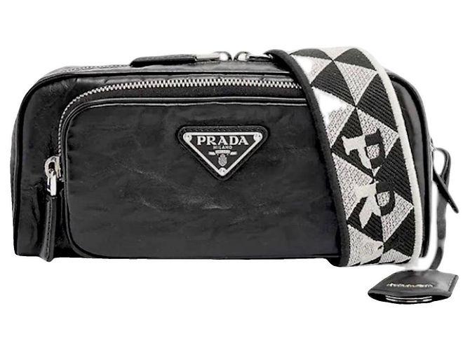 Prada Borsa a Tracolla Nappa Antique Nero - vista 4