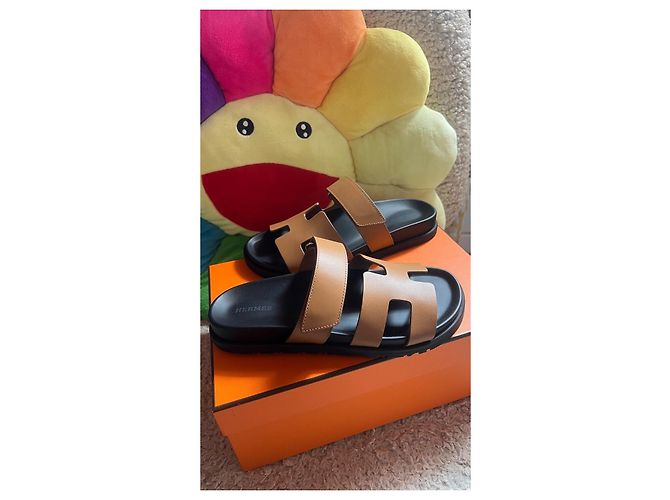 Sandali Hermès Chypre Gold Marrone - vista 4