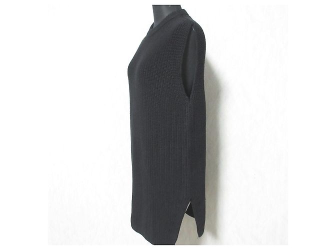 Autre Marque Arket Ärmelloser Langstrickpullover mit grobem Strick Schwarz - Ansicht 3