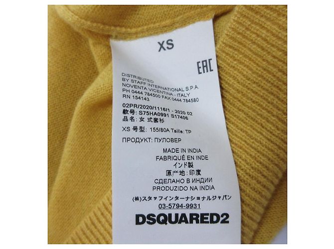 Autre Marque Dsquared2 100% Kaschmir Strickware Gelb Senf - Ansicht 10