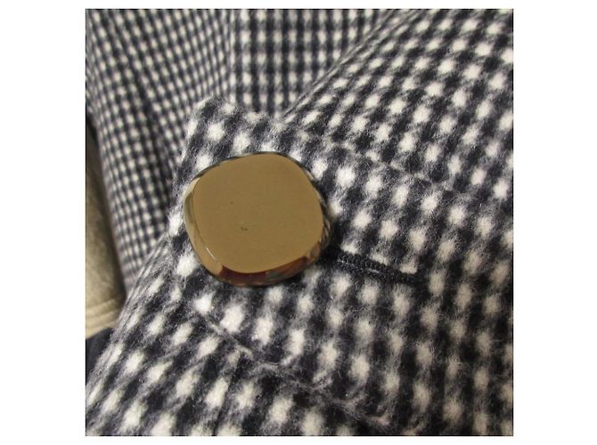 Autre Marque HAUTE Wool Rabbit Fur Check Pullover Knit Black White Beige - view 3
