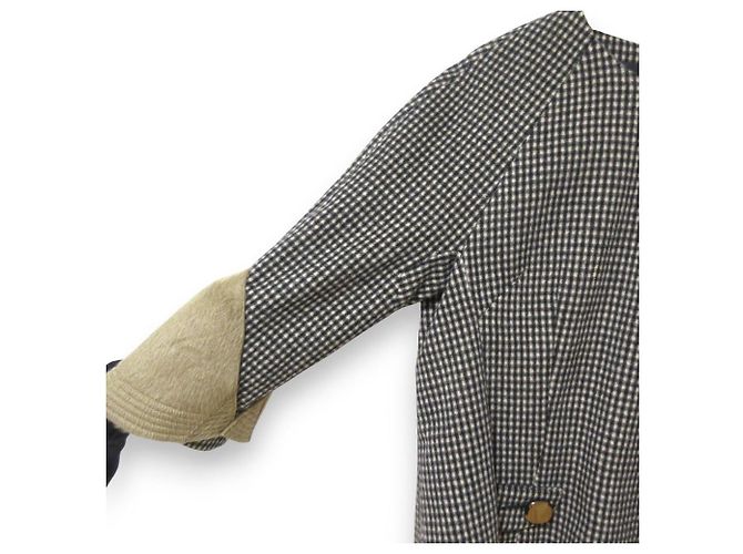 Autre Marque HAUTE Wool Rabbit Fur Check Pullover Knit Black White Beige - view 4