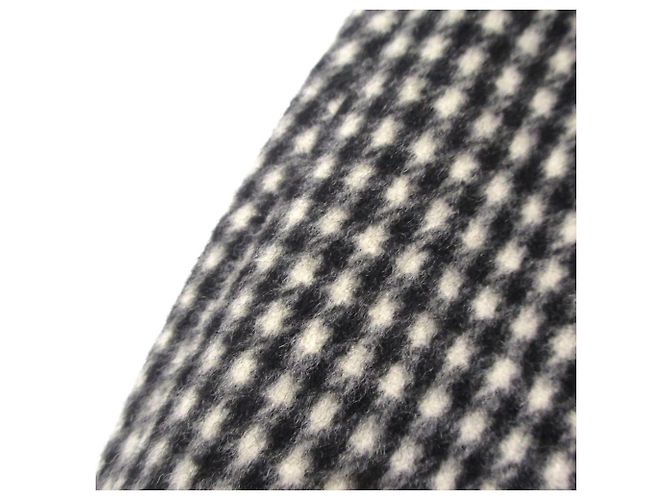 Autre Marque HAUTE Wool Rabbit Fur Check Pullover Knit Black White Beige - view 7
