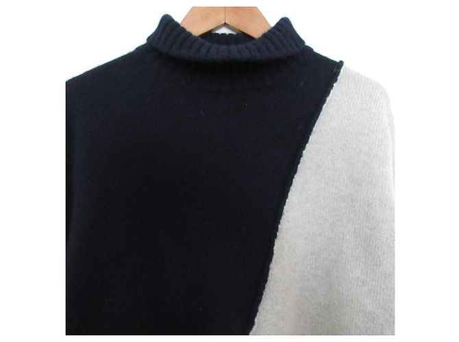 Autre Marque Zanone Woll-Rollkragen-Strickpullover Braun Marineblau - Ansicht 3