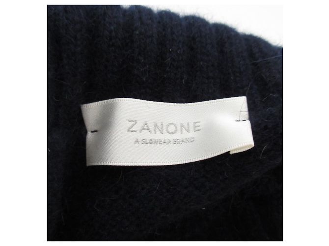 Autre Marque Zanone Woll-Rollkragen-Strickpullover Braun Marineblau - Ansicht 7