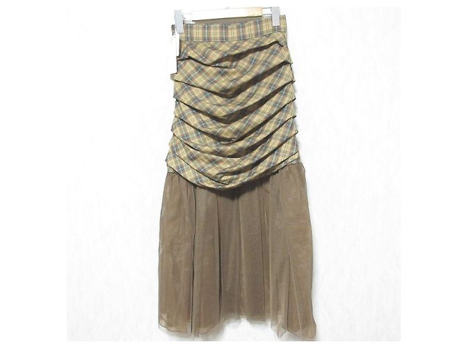 Autre Marque Falda Docking de Tul con Cuadros eimy istoire Beige - vista 2