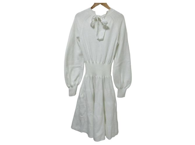 Autre Marque ADEAM Langarm-Strickkleid Weiß - Ansicht 2