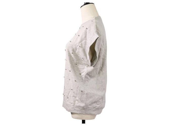 Autre Marque Brunello Cucinelli Kurzarm-Strick mit Glasperlen 100% Kaschmir Braun - Ansicht 2