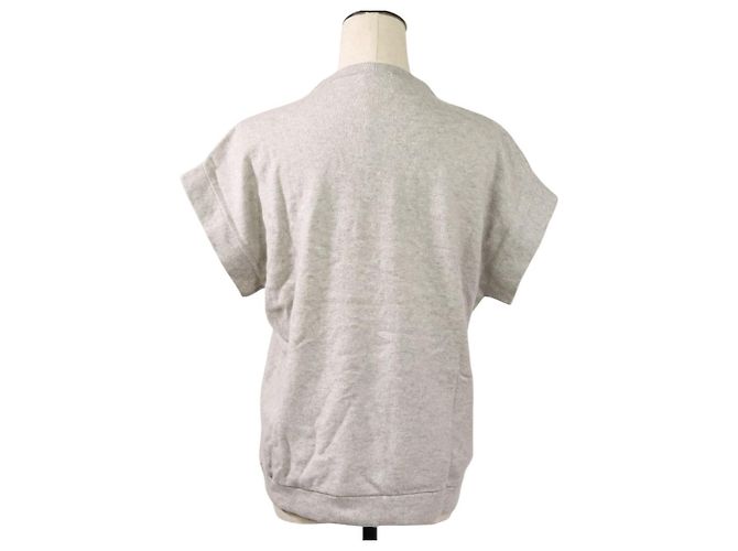 Autre Marque Brunello Cucinelli Kurzarm-Strick mit Glasperlen 100% Kaschmir Braun - Ansicht 3