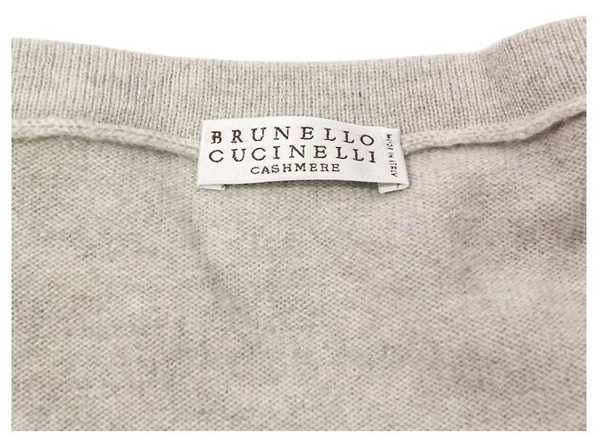 Autre Marque Brunello Cucinelli Kurzarm-Strick mit Glasperlen 100% Kaschmir Braun - Ansicht 7