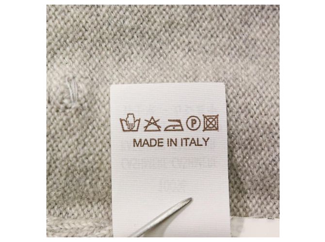 Autre Marque Brunello Cucinelli Kurzarm-Strick mit Glasperlen 100% Kaschmir Braun - Ansicht 9