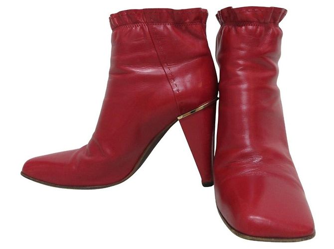Louis Vuitton Rüschen-Leder-Short-Boots Rot - Ansicht 2