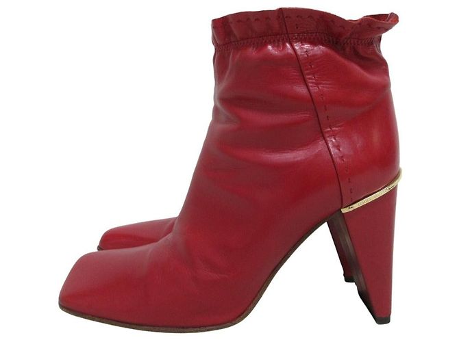 Louis Vuitton Rüschen-Leder-Short-Boots Rot - Ansicht 3