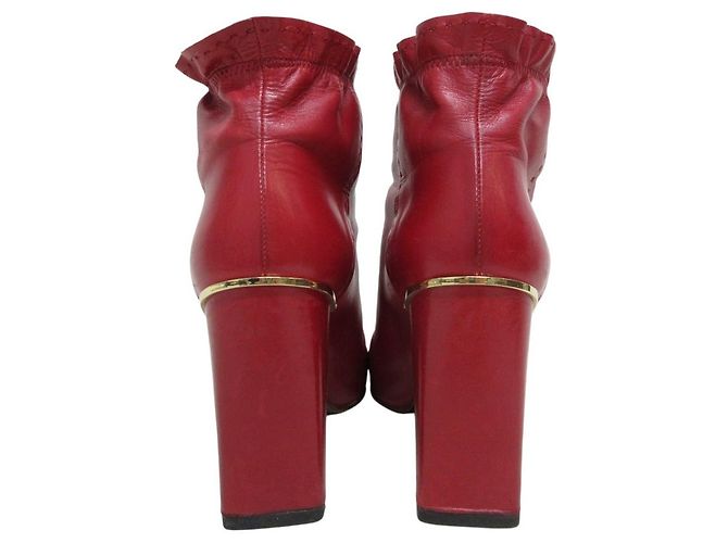 Louis Vuitton Rüschen-Leder-Short-Boots Rot - Ansicht 4