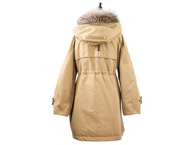 Moncler LAGOPEDE Fox Fur Down Coat Beige - view 4