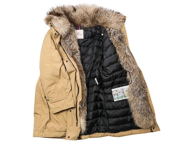 Moncler LAGOPEDE Fox Fur Down Coat Beige - view 9