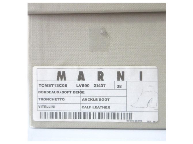 Botines de tacón alto de piel Marni Castaño Burdeos - vista 11