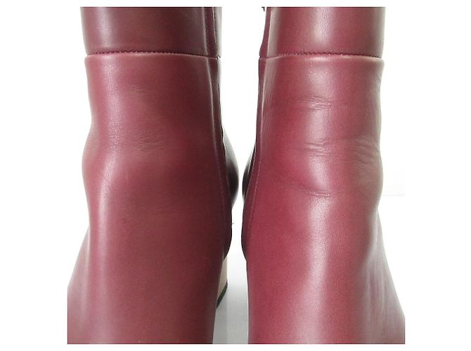 Botines de tacón alto de piel Marni Castaño Burdeos - vista 16
