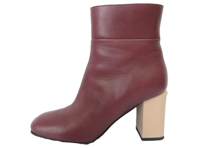Botines de tacón alto de piel Marni Castaño Burdeos - vista 2