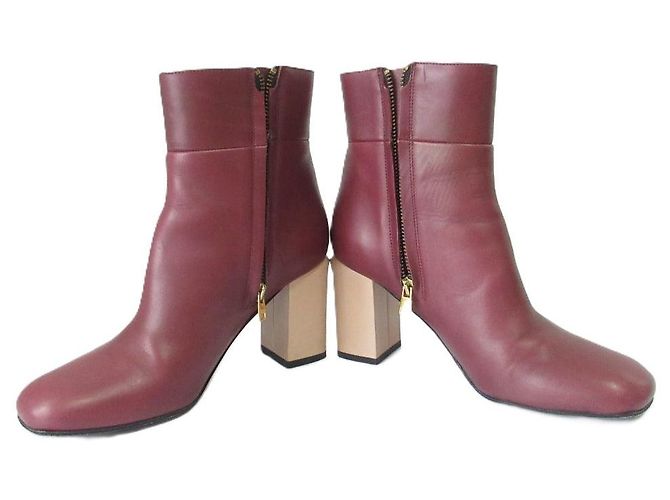 Botines de tacón alto de piel Marni Castaño Burdeos - vista 6