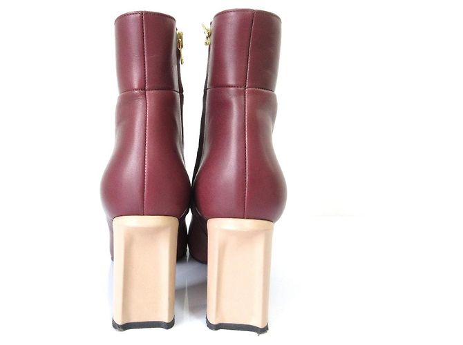 Botines de tacón alto de piel Marni Castaño Burdeos - vista 7