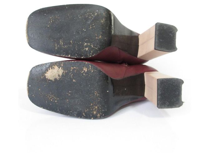 Botines de tacón alto de piel Marni Castaño Burdeos - vista 8