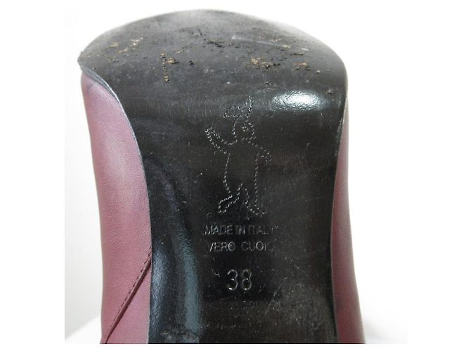 Botines de tacón alto de piel Marni Castaño Burdeos - vista 9